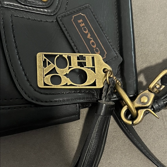 Coach Willis 70th Anniversary Black Leather Shoulder Bag with Brass Accents EUC - Picture 6 of 10